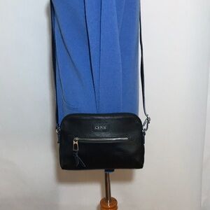LODIS Black Leather Small Crossbody Purse Bag